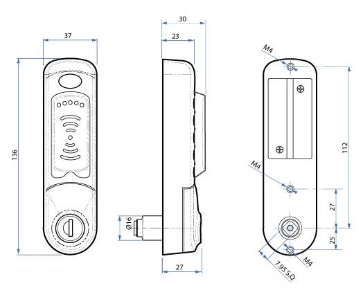 RFID Lock - Technical Drawing